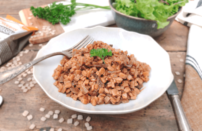 Recette Risotto de crozets aux champignons et au lard, plaisir de cuisiner au quotidien.