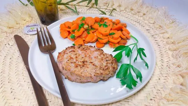 Recette Steak haché de veau, carottes Vichy (SG), plaisir de cuisiner au quotidien.