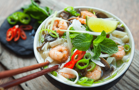 Recette Soupe vietnamienne crevettes et pâtes de riz