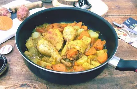 Recette de Tajine de poulet aux légumes anciens