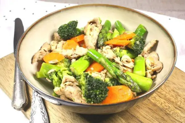 Recette Wok de filet mignon sauté aux asperges et aux brocolis, plaisir de cuisiner au quotidien.