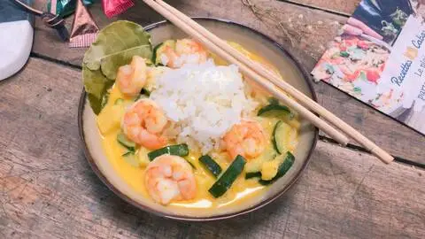 Recette de Crevettes et légumes à la thaïlandaise, riz