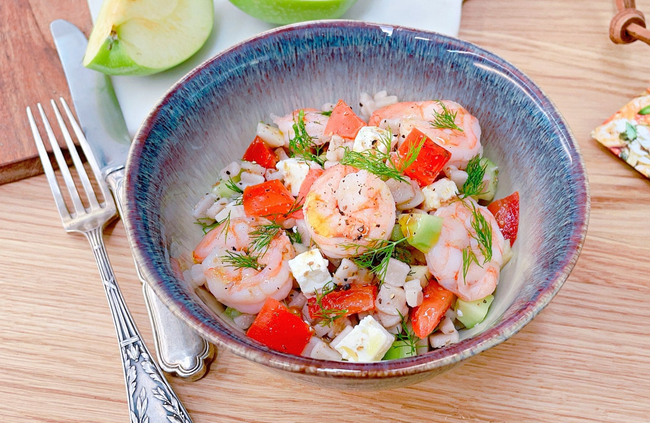 Recette Salade fraicheur crozets-crevettes, plaisir de cuisiner au quotidien.