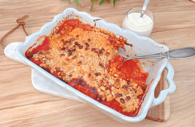 Recette Crumble de tomates - Panisse poêlée, plaisir de cuisiner au quotidien.