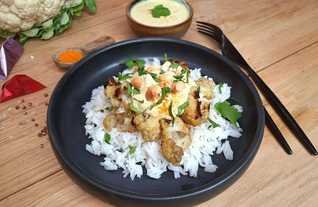 Recette Chou-fleur korma, riz, plaisir de cuisiner au quotidien.