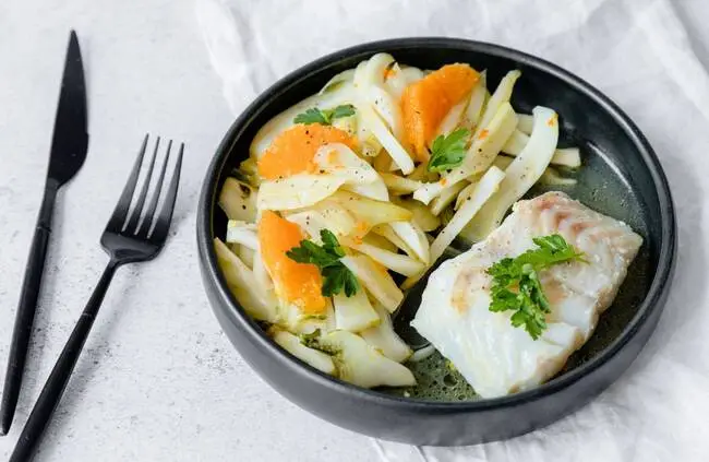 Recette Filets de lieu au fenouil à l’aigre-doux (SG), plaisir de cuisiner au quotidien.