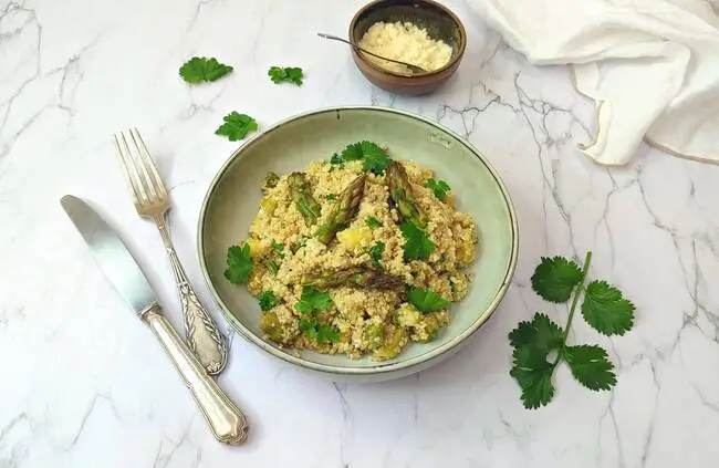 Recette Risotto de quinoa aux asperges (SG), plaisir de cuisiner au quotidien.