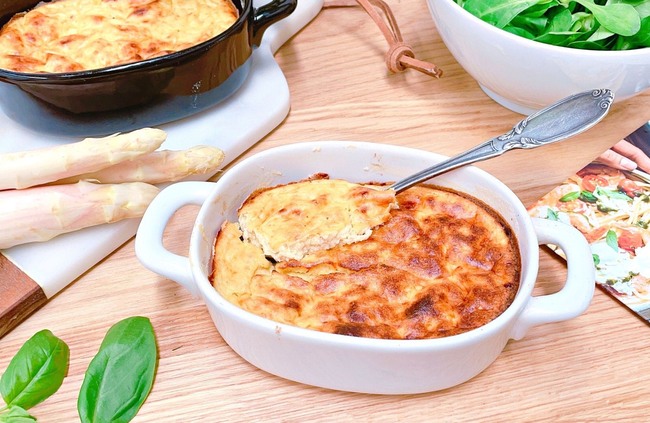 Recette Moelleux aux asperges - Carpaccio de radis noir, plaisir de cuisiner au quotidien.
