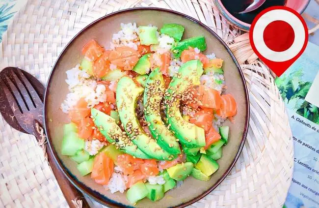 Recette Sushi bowl de saumon aux avocats (ou chirashi) (SG), plaisir de cuisiner au quotidien.