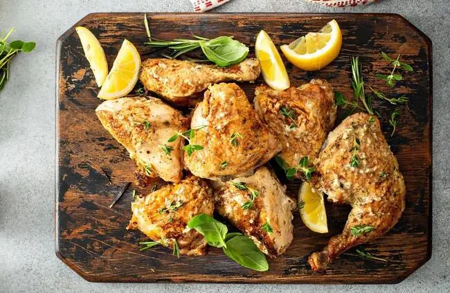 Recette Cuisses de poulet grillées au thym citron, ratatouille, plaisir de cuisiner au quotidien.